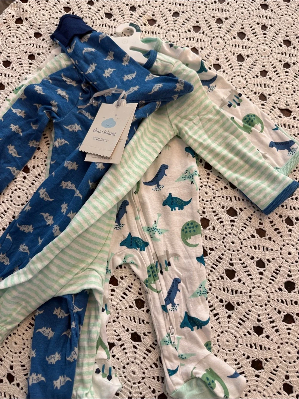 cloud island Blue Shark Print Footed Pajama Set